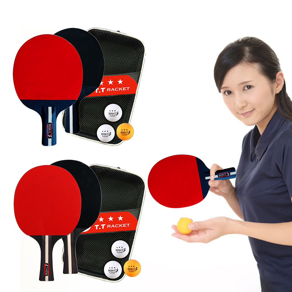 Table Tennis Kit Bag - 卓球ラケット2本＆ボール3個入り ピンポンパドルセット プロ仕様 2人用ピンポンセット バッグ付き 大会用