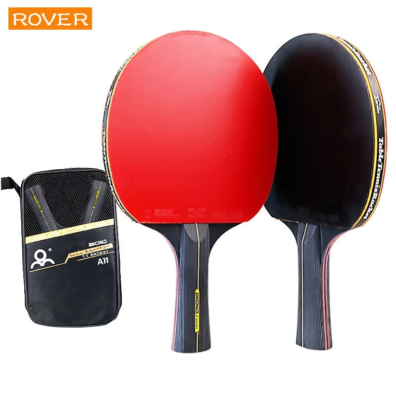 Table Tennis Forehand Rubber - 卓球ラケットセット,5つ星,6つ星,2ピース,プロのゴム製ピンプルセット,高品質,バットブレード,バッグ付きパドル