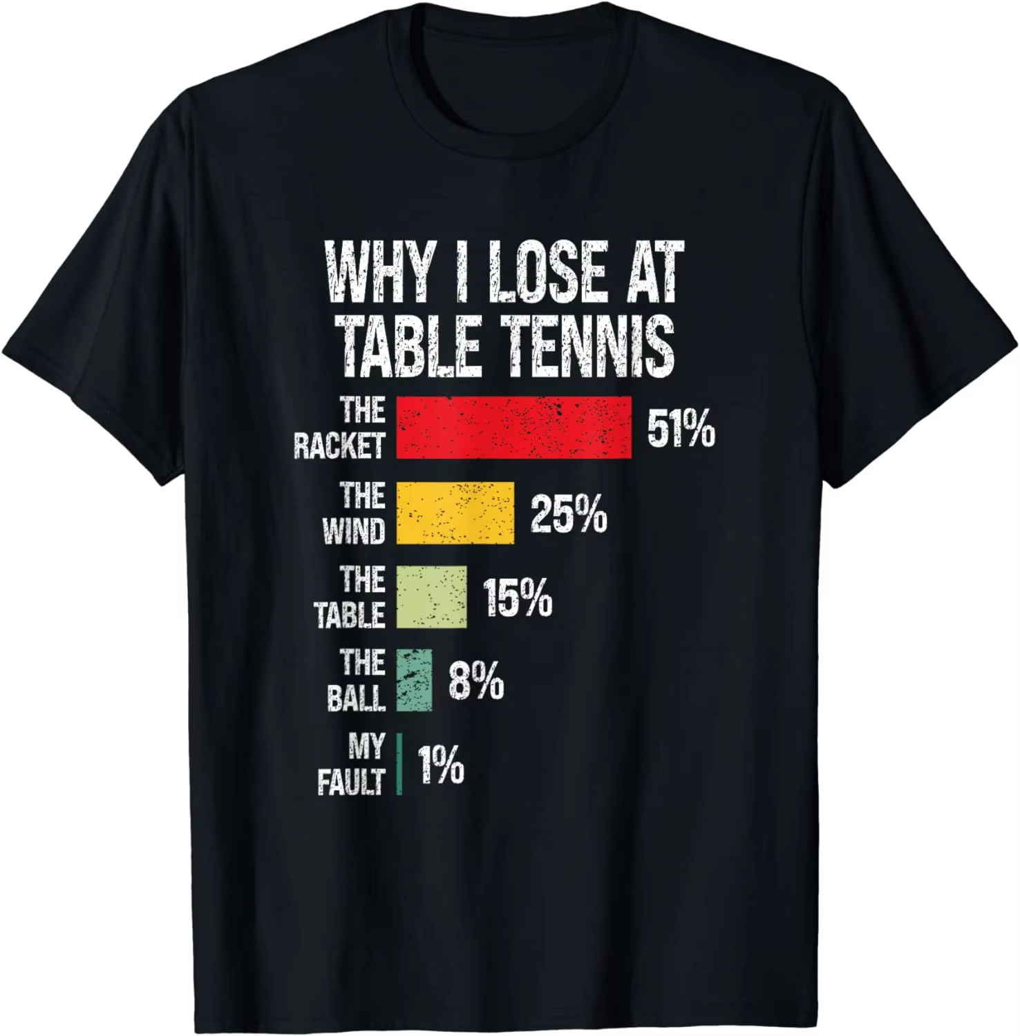 Table Tennis Graphics - なぜ私は卓球で負けるのか？面白いグラフィックTシャツ、ユニセックスレトロTシャツ、夏用カジュアルストリートウェア卓球選手トップス