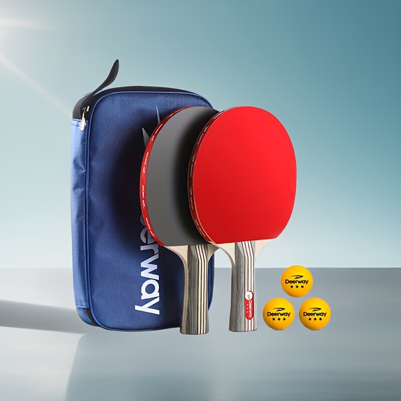 Table Tennis Kit - プロ仕様卓球ラケットセット2個、両面粘着防止、トレーニング用横型ラケットセット