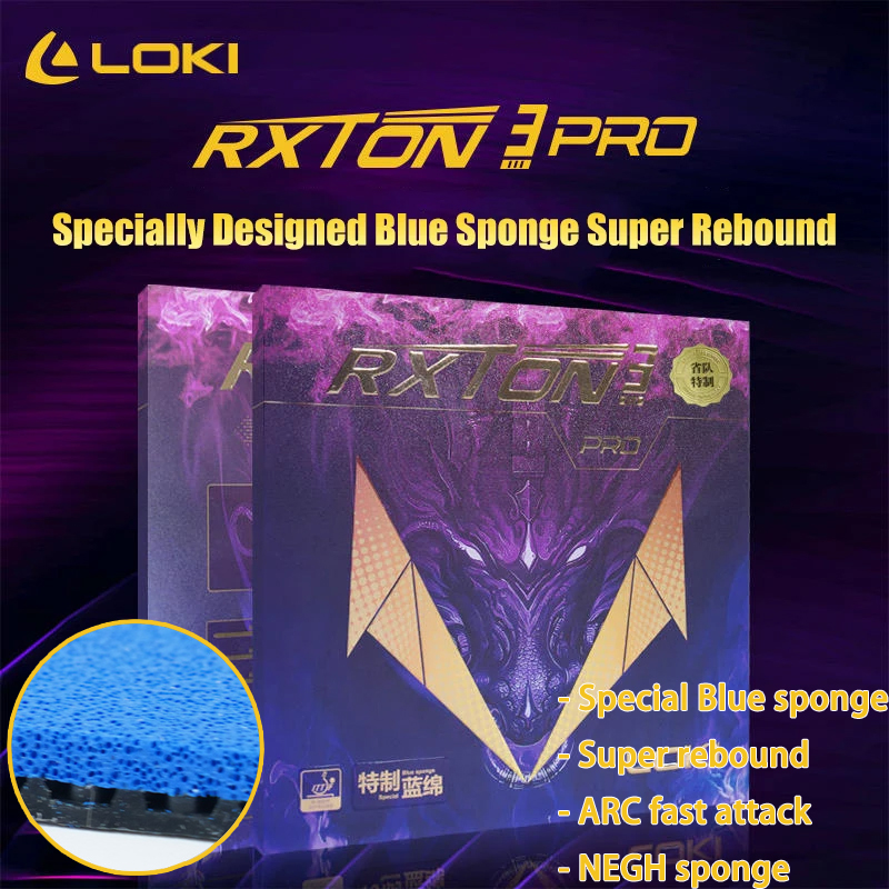 Table Tennis Pro - LOKI RXTON 3 PRO テーブルテニスラバー（ラケット用）、粘着性とピンプルインタイプ、ITTF承認済み、高密度スポンジ付きピンポンラバー
