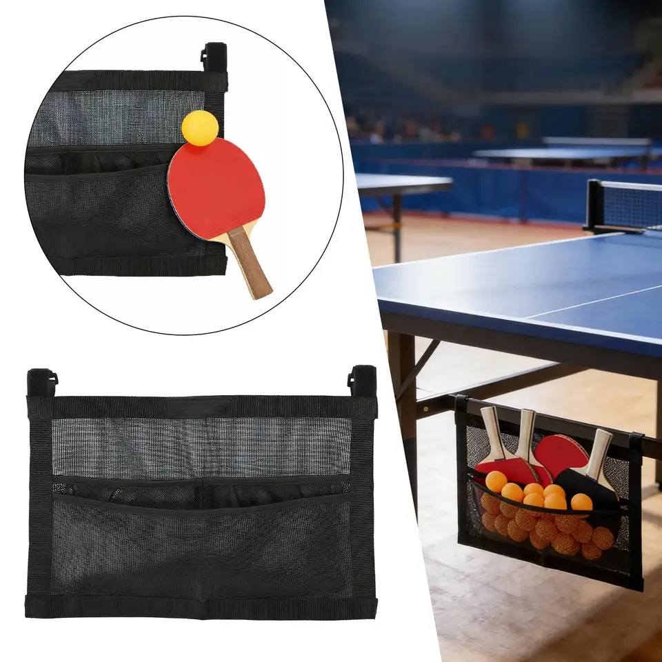 Table Tennis Net - 新しいメッシュ卓球ボールホルダー大容量バッグ卓球ボールオーガナイザー壁掛けまたはテーブル下収納トレーニング練習用