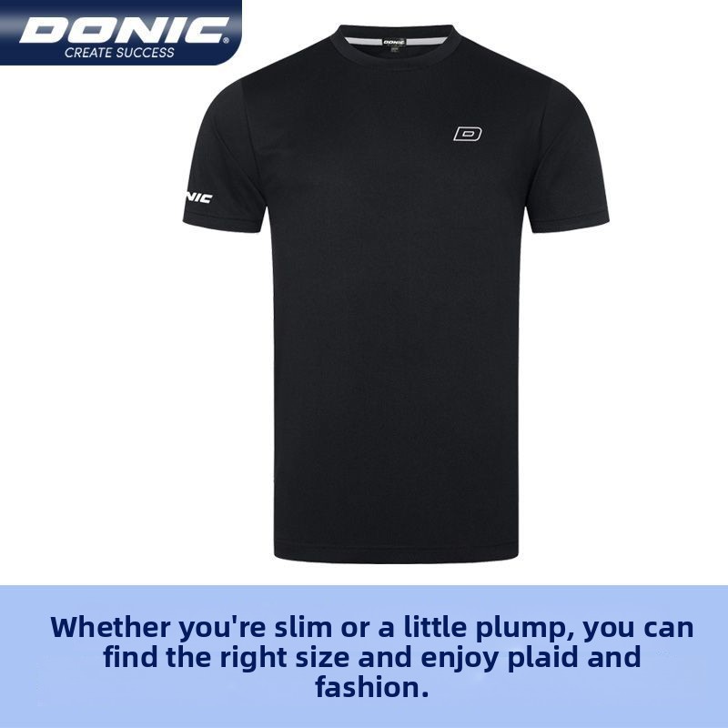 本物の DONIC 卓球ユニフォーム ブラック ラウンドネッ - Table Tennis Uniform のレビューと価格
