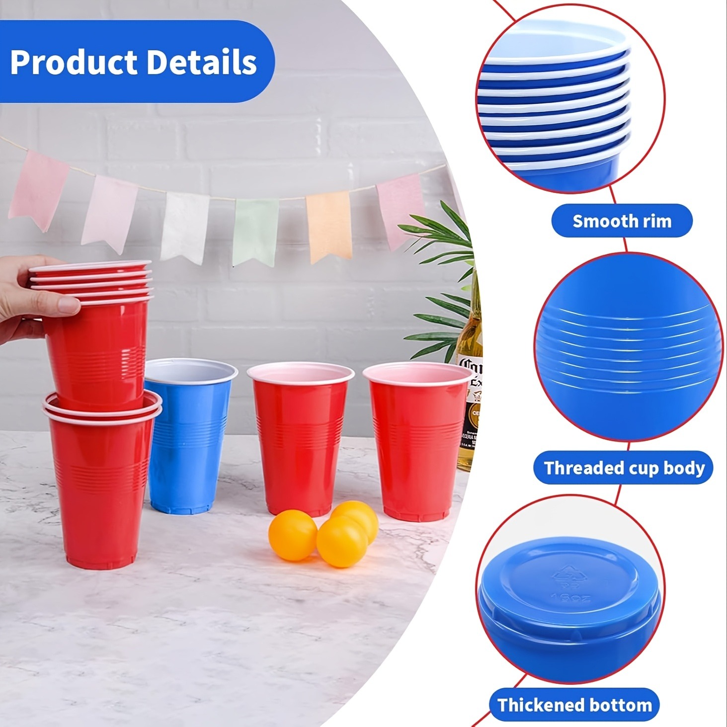 ビールポンゲームセット＆パーティーカップ、ピンポンボール付き - Table Tennis Kit のレビューと価格