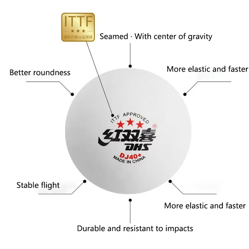 DHS DJ40+卓球ボール WTT 3つ星 ABS新素材  - Table Tennis Video Game のレビューと価格