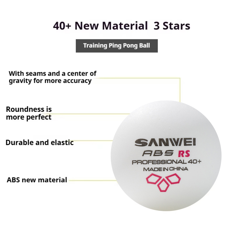 SANWEI RS40+ 3 つ星卓球ボール縫い目 ABS  - Table Tennis Spin のレビューと価格